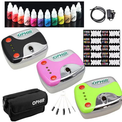 OPHIR Professional Airbrush Nail Art Kit | Complete Set with Compressor