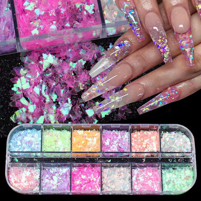 Holographic nail powder set for chrome nails