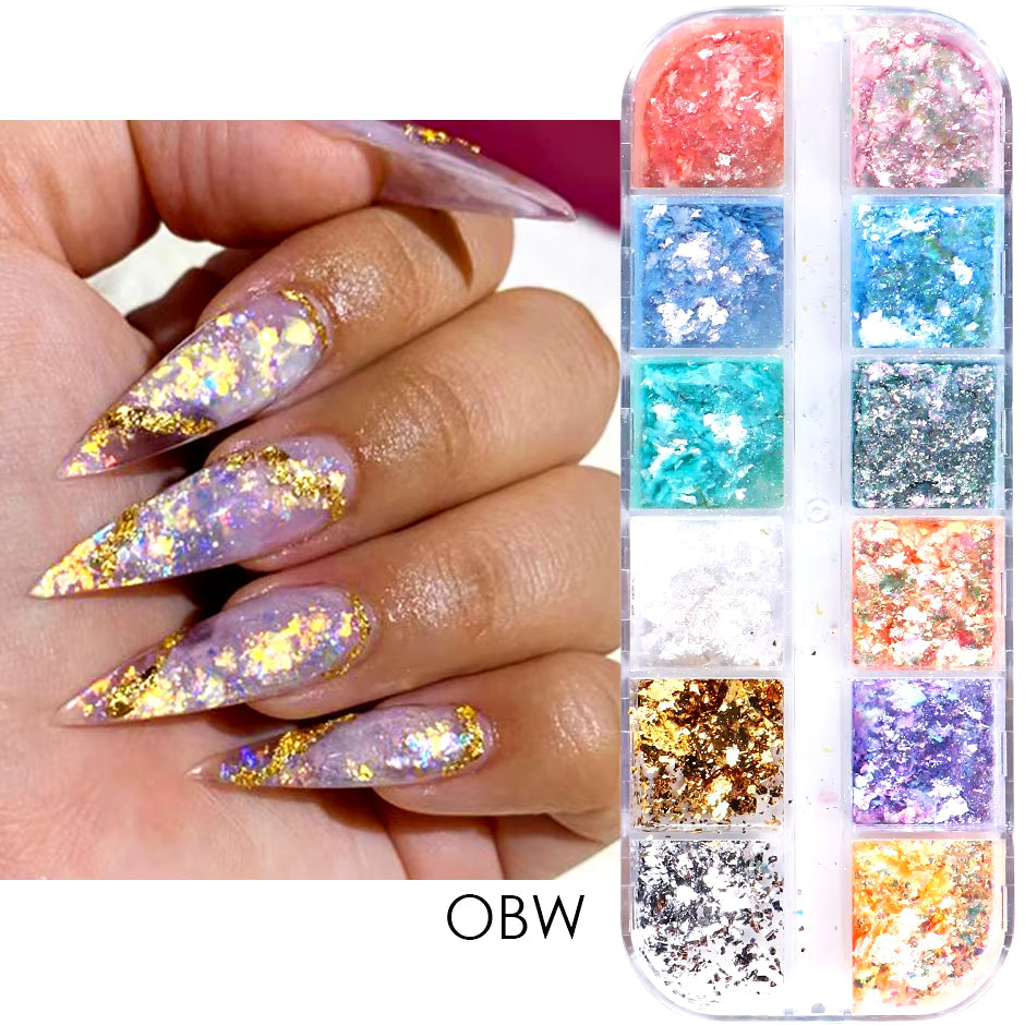 Holographic nail powder set for chrome nails