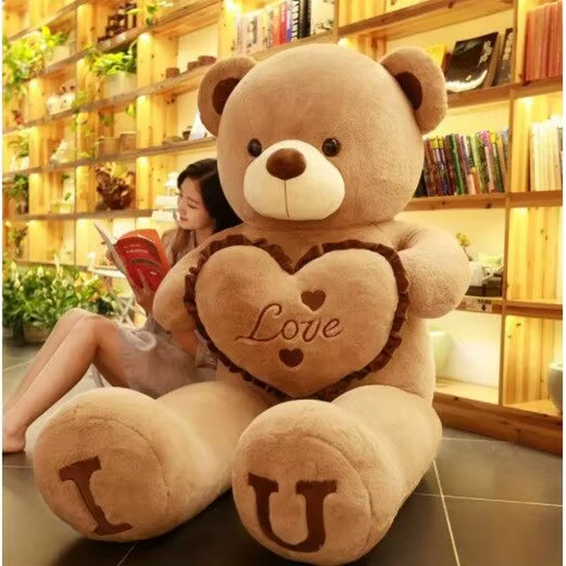 Large I Love You Bear Plush Toy - Soft Heart Pillow Doll for Kids, Perfect Birthday and Valentine's Day Gift for Girlfriends