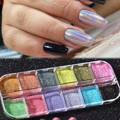 Holographic nail powder set for chrome nails