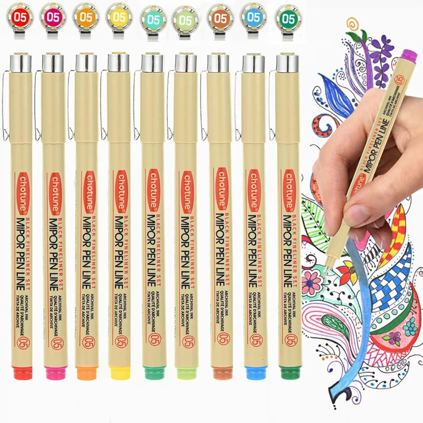 9-Color Dual-Tip Waterproof Pen Set – Ideal for Art, Craft, and DIY Projects