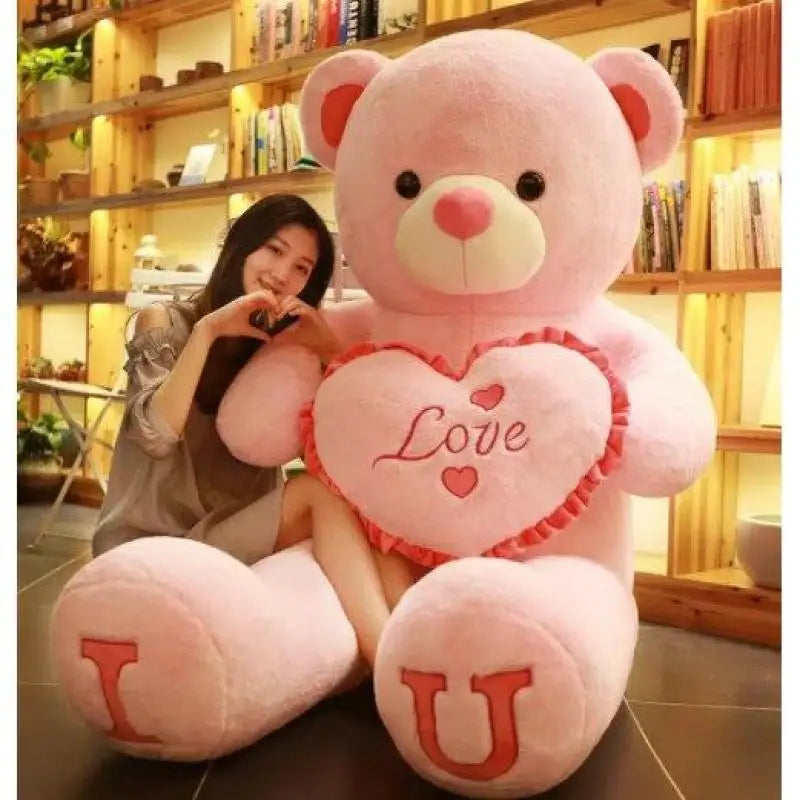 Large I Love You Bear Plush Toy - Soft Heart Pillow Doll for Kids, Perfect Birthday and Valentine's Day Gift for Girlfriends