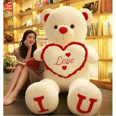 Large I Love You Bear Plush Toy - Soft Heart Pillow Doll for Kids, Perfect Birthday and Valentine's Day Gift for Girlfriends