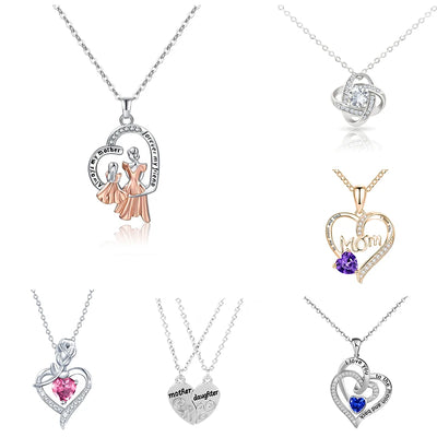 Eternal Rose Gift Box with Heart-Shaped Shiny Diamond Necklace Pendant Jewelry Set for Weddings and Birthdays