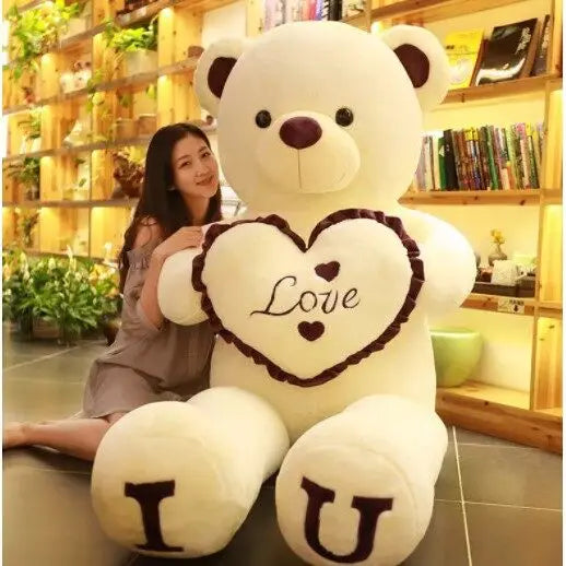 Large I Love You Bear Plush Toy - Soft Heart Pillow Doll for Kids, Perfect Birthday and Valentine's Day Gift for Girlfriends