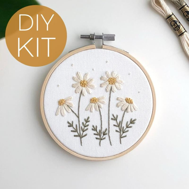 Beginner's Daisies Embroidery Kit - Floral Stitching Made Easy!