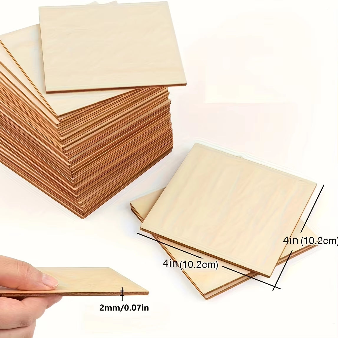 Set of 10 Blank 4x4 Inch Wood Squares for Crafting