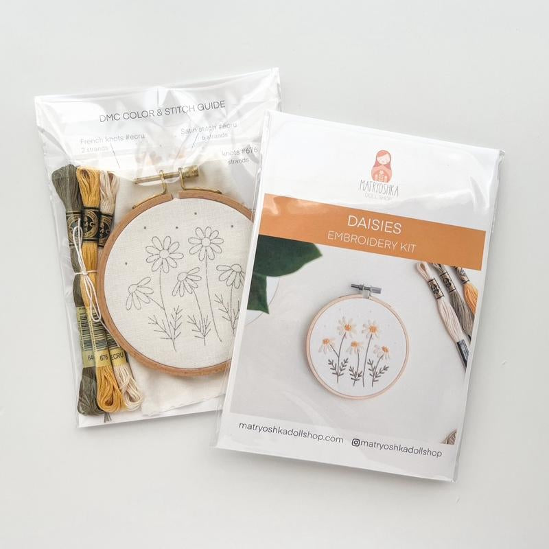 Beginner's Daisies Embroidery Kit - Floral Stitching Made Easy!