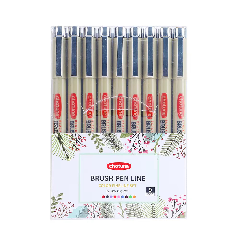 9-Color Dual-Tip Waterproof Pen Set – Ideal for Art, Craft, and DIY Projects