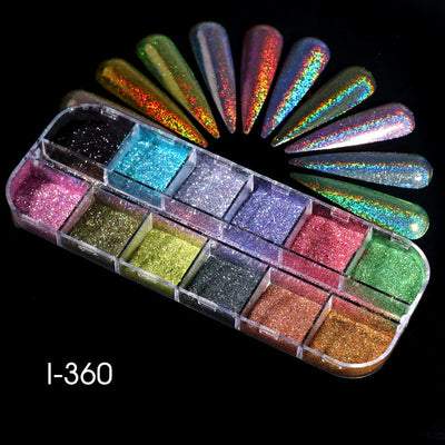 Holographic nail powder set for chrome nails