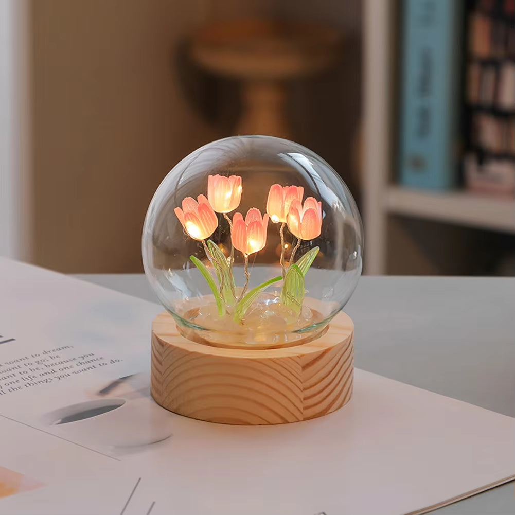 Elegant Tulip Night Light - Charming Floral Lamp for Bedroom Decor, Perfect Valentine's Day Gift, Handmade DIY Material for Girlfriend