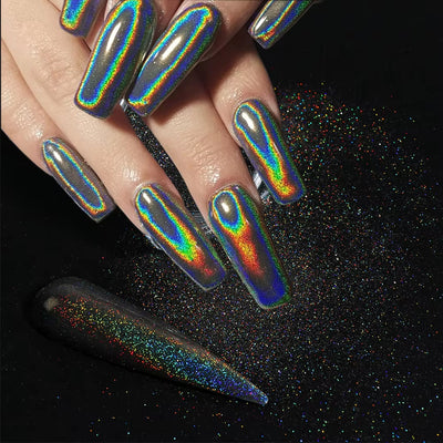 Holographic nail powder set for chrome nails